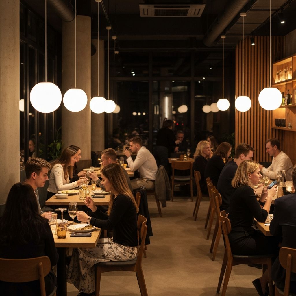 Restaurant interior with customers